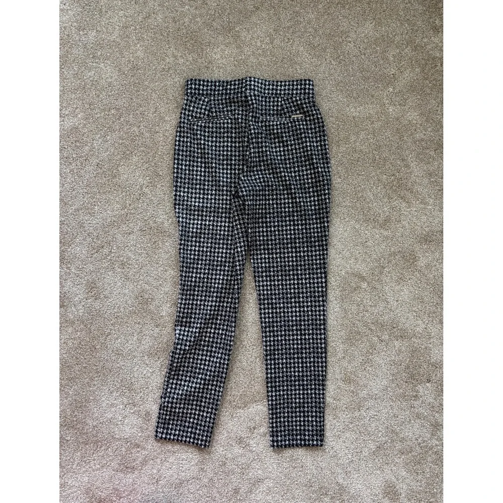 Michael Kors Houndstooth Pants Small Black White Stretch Pull On Professional